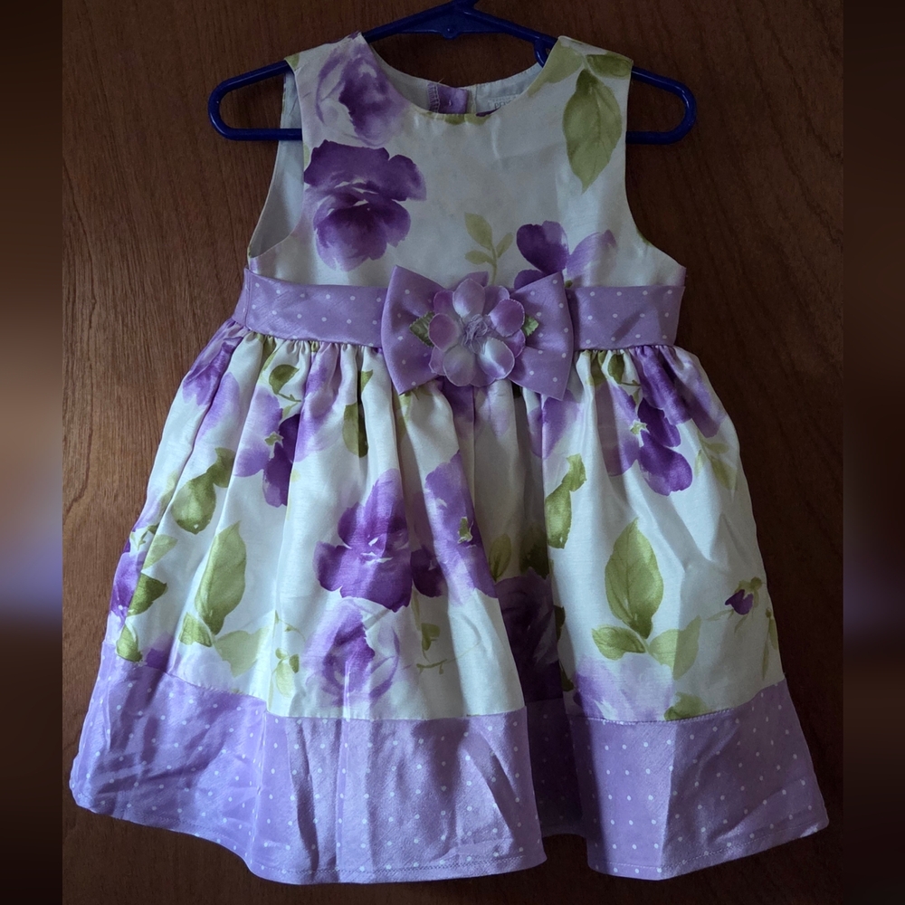 Floral Purple and Green Kids Dress 24 Mo.
